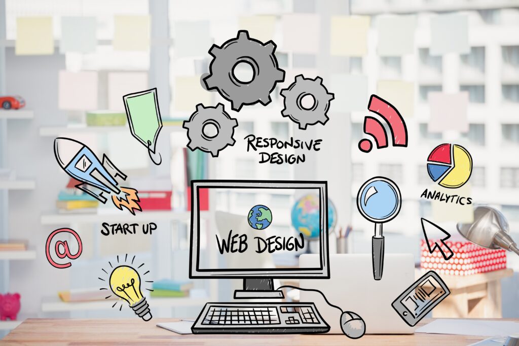 Foto con dibujo de elementos necesarios para la creación de una página web