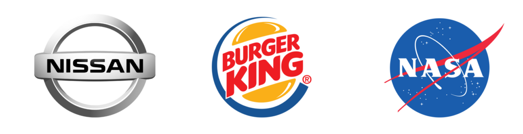Ejemplo de isologos. Nissan, Burguer King y NASA